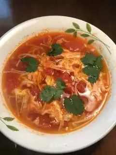 Tomatoes, mushroom and egg soup