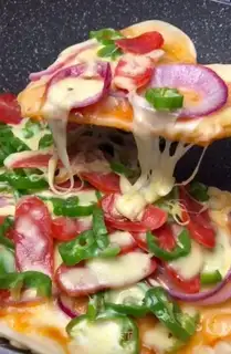 Homemade dumpling pizza
