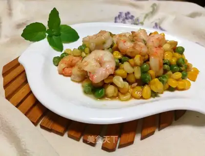 Corn pea shrimp