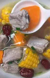Corn carrot steak soup