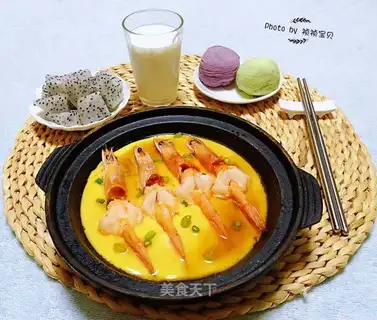 Butterfly shrimp steamed eggs