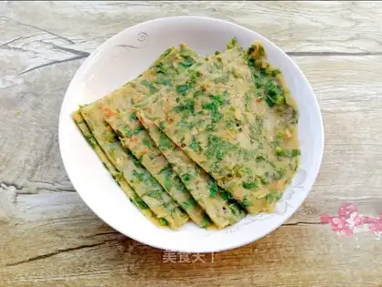 Celery leaf shrimp pie