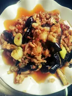 Meat and eggplant