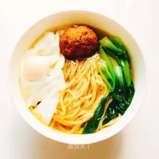 Meatball green egg noodles