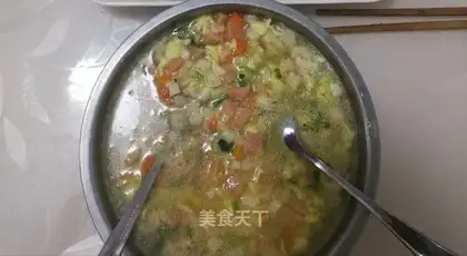 Seafood mushroom ham soup