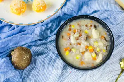Cheese mushroom chicken congee