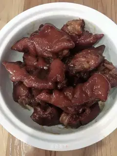 Red burning pig hoof