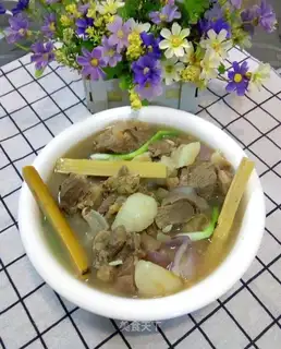 Sugar cane radish, lamb soup