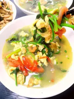 Potato egg spinach soup