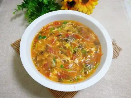 Five-colour egg soup