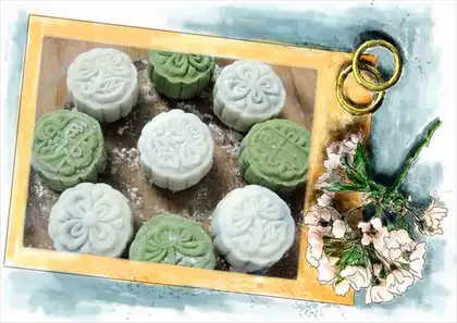 snowy moon cakes