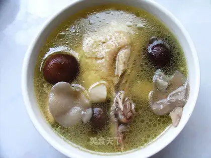 Stewed chicken with mushrooms