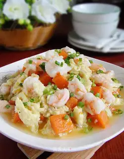 Shrimp and smooth egg