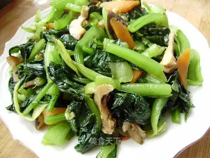 Roasted rapeseed with mushrooms