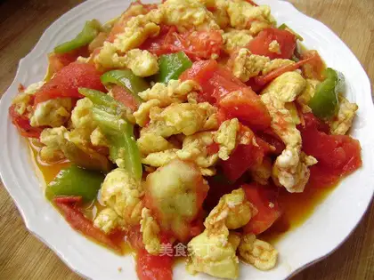 stir-fried green pepper with tomato and egg