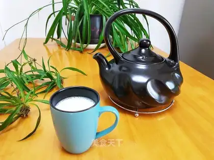 A pot of pottery boils milk