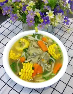 Corn carrot chicken soup
