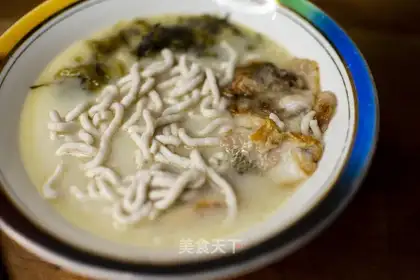 Yellow pasta with fresh snow