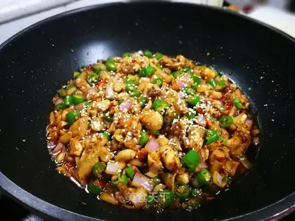 Chicken with a soy sauce