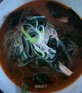 Shrimp soup, spinach fan