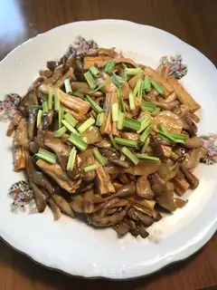 Pumpkin mushrooms burning mackerel