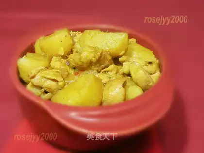 Curry potatoes, chicken legs