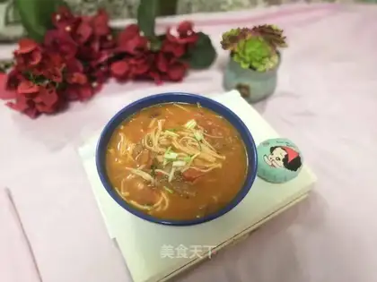 Beef golden needle mushroom soup