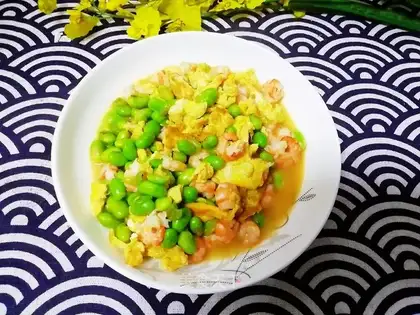 Eggs, beans, shrimp