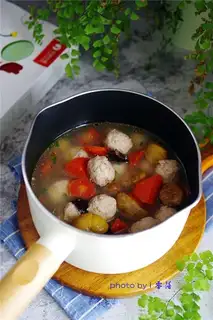 Chestnut carrot meatball soup