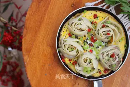 Roses holding eggs and dumplings