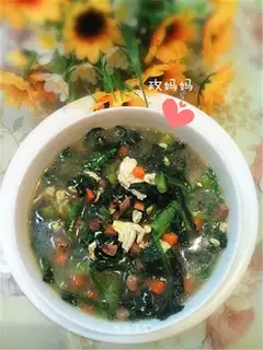 Meat-ding spinach soup