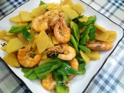 Shrimp potatoes, spicy