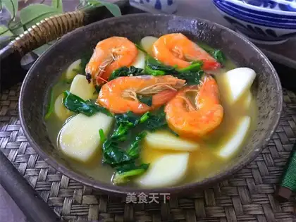 The spinach shrimp soup cake