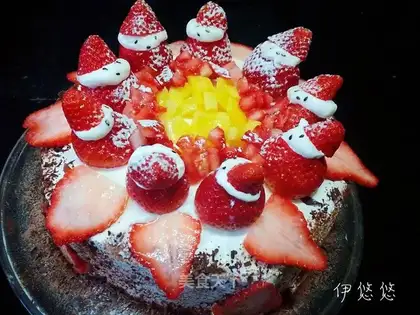 Strawberry birthday cream cake