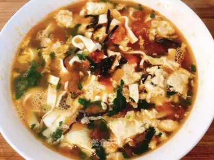Tomato tofu egg soup