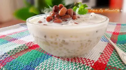 Red bean dragon sago sauce