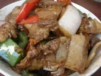 Sliced pork slices with onion sauce