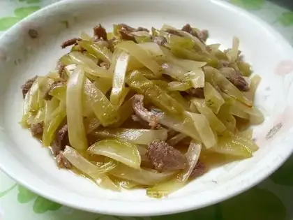 Fried shredded pork with pickled mustard