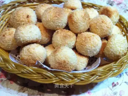 Golden shredded coconut balls