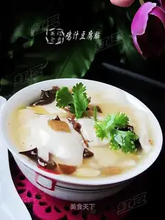 Bean curd with chicken sauce