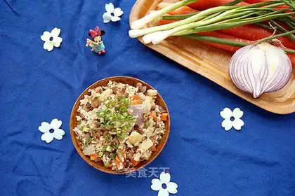 A crotch of mushrooms and carrots