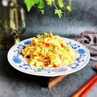 Golden mushrooms and eggs
