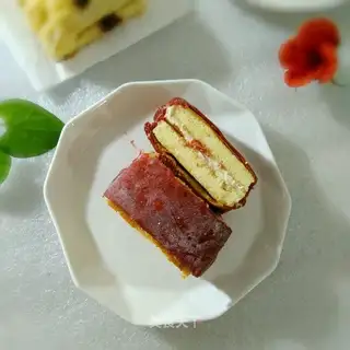 White rolls of red velvet