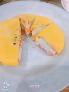 Baby eats egg and vegetable steam