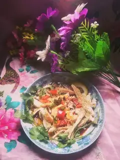 Soup lemon hand tore chicken