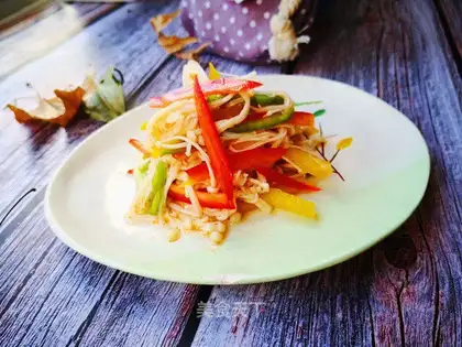 Pepper with golden mushrooms
