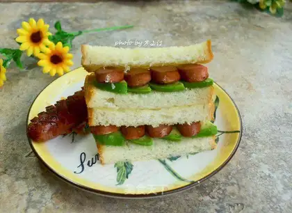 Beef sausage sandwich