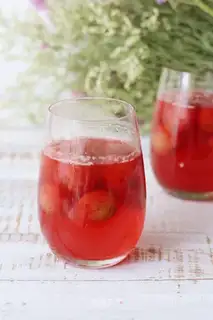 Ice cream and plum juice