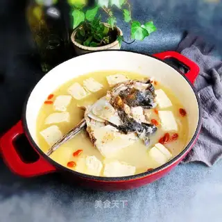 Frozen tofu fish head soup