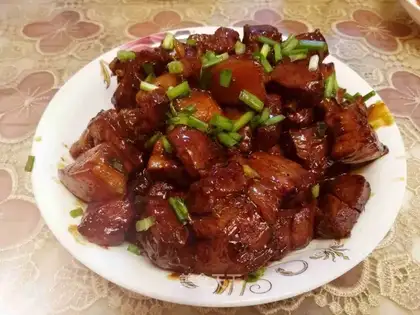 Red burning pig hoof